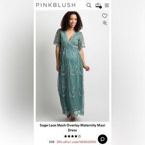 NWT Pinkblush Maternity Sage Lace Mesh Overlay Maternity Maxi Dress Size Small